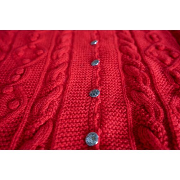 VTG Carroll Reed Women Wool Bobble Cable Chunky Knit Cardigan Sweater M Cottage - Picture 10 of 16